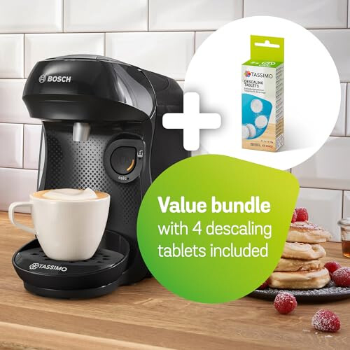 Tassimo Tassimo by Bosch HAPPY Friendly Pod Coffee Machine with descaling bundle (x4 tablets included) TAS102EAGB, Black 1