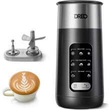DREO Milk Frother, 8-in-1 Electric Milk Frother, 435ml Silent Milk Steamer & Hot Chocolate Maker, 45dB Stainless Steel Automatic Foam Frother for