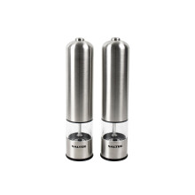 Salter Electric Salt & Pepper Grinder Set - BPA-Free, Spice Mills, One Handed Operation, Battery Powered, 60g Salt Crystals/30g Peppercorns, Brushed