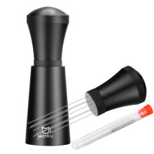 WDT Espresso Distribution Tool Espresso Stirrer Tools, 0.35mm 7 Needles Espresso Coffee Stirrer with Extra 7 Replaceable Needles (Black)