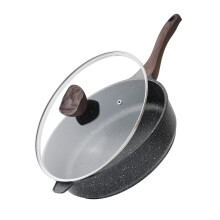 Kordisen Nonstick Deep Frying Pan with Lid, 30 cm/5.7 L Large Skillet, Granite Stone Saute Pan for Cooking, Induction Cookware, Compatible with All