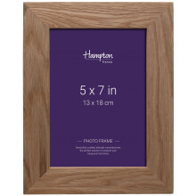 Hampton Frames | NEW ENGLAND Solid Oak Photo Frame, 5x7 Inch (13x18cm), Natural | Wall Mount or Freestanding | Seamless Corners, Glass Front | Classic
