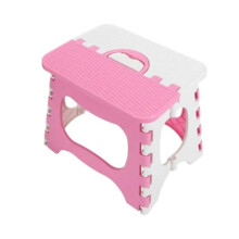 White Pink Thickened Folding Stool for Adults and Kids, Portable Plastic Mini Seat for Camping Fishing Home