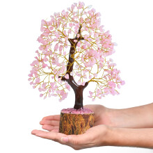 Rose Quartz Crystal Tree Cute Room Decor and Pink Home Decor Healing crystals Tree of Life Chakra Tree Birthday Gifts for Women Mum Her Sister House