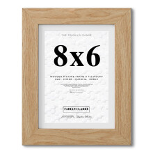 Fabian Clarke London? 8x6 Modern Oak Wooden Picture Photo Frame with White Mount to Hang Portrait or Landscape