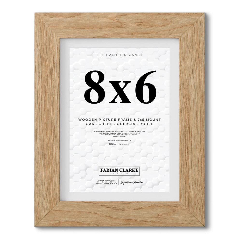 Fabian Clarke London? 8X6 Modern Oak Wooden Picture Photo Frame With Mount To Hang Portrait Or Landscape White 5051221961552