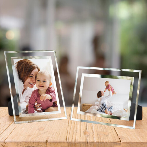 Hoikwo 4 Pack Photo Frames,5x7 Picture Frames with Silver Mirrored Glass, Multi Picture Frames for Tabletop Display 2