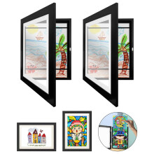 Tesyeux Pack of 2 ArtPhotoFrame for Children, A4 Hinged Wooden PictureFrame, Fillable Front Opening for Artwork, Ideal for Children's Drawings, Art