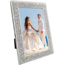 8x6 Photo Frame with Diamond-like Crystals - Elegant Silver Wedding & Family Photo Frames, Sparkling Glass Frames for a Luxury Display