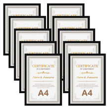 Giftgarden 10 Pack Black A4 Picture Frame, A4 Photo Frames for Tabletop and Wall Display, Easy Photo Change