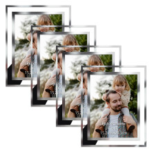 Hoikwo 4 Pack 8x6 Photo Frame, 6x8 Picture Frame with Silver Mirrored Glass, Multi Picture Frames for Tabletop Display