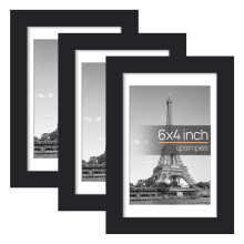 upsimples 6x4 Photo Frames, Black Picture Frames 6 x 4 inches 3.5x5 with Mat or 4 x 6 Without, Wall Hanging Photo Frames