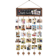 VINCOURNA Hanging Photo Display Board with Mini 30 Wooden Clips, DIY Photo Board Photo Pegs and String Picture Hanging String Multi Photo Frames for
