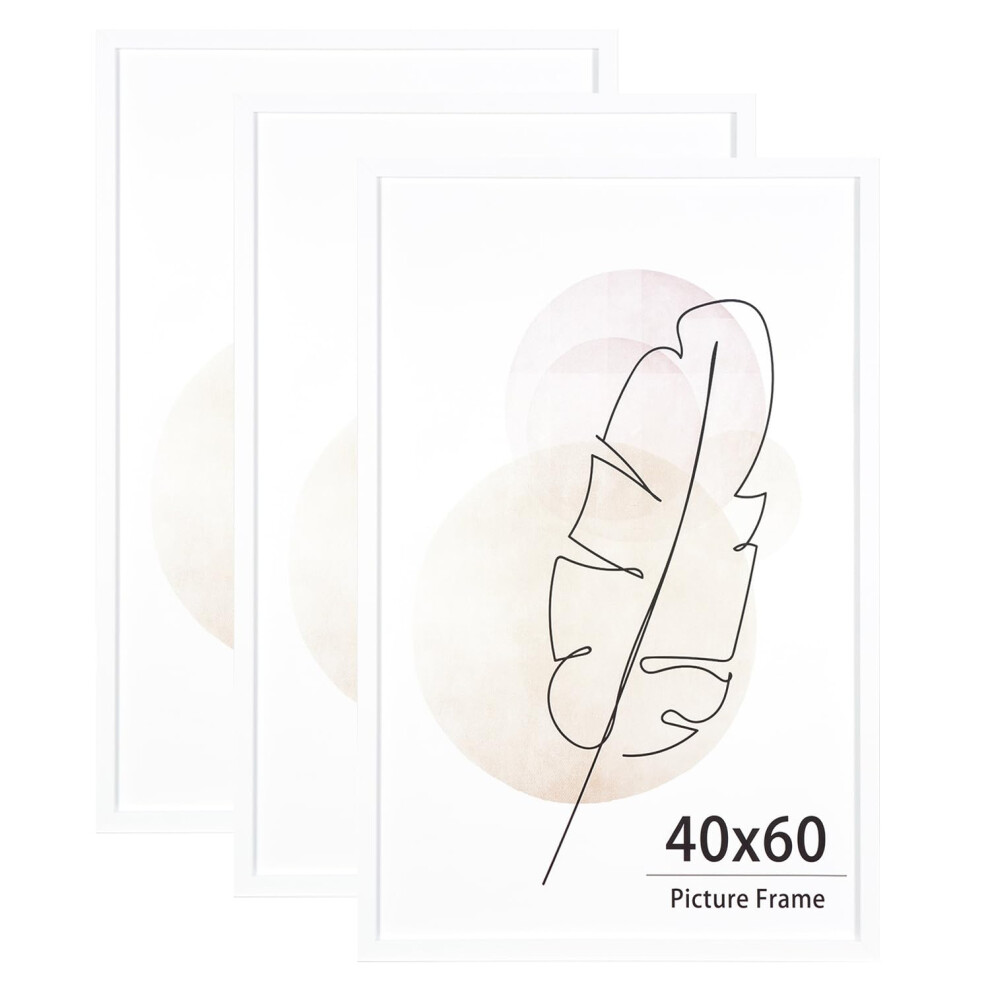 Kaiwin 40X60 Picture Frame Set Of 3, Wooden Poster Frame, 40X60 Picture Frames For Wall Mounting Display For Home, Office,Gallery,Holiday With White 5051221960869