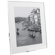 Impressions narrow silver plated 6" x 8" photo frame with white mount boarder