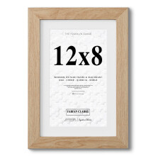 Fabian Clarke London? 12x8 Modern Oak Wooden Picture Photo Frame with White 10x6 Mount to Hang Portrait or Landscape