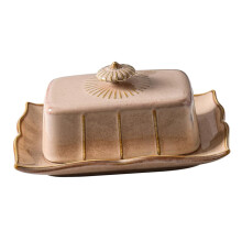 Ceramic Butter Dish with Lid Rectangular Keeps Butter Fresh Elegant Design Microwave Safe for Kitchen and Hotel