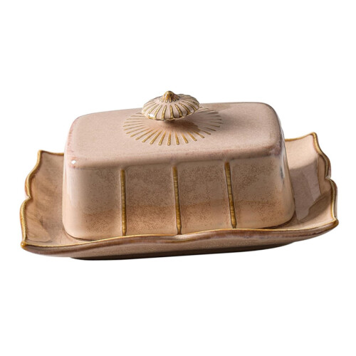 Ceramic Butter Dish with Lid Rectangular Keeps Butter Fresh Elegant Design Microwave Safe for Kitchen and Hotel