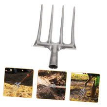 Heavy Duty Garden Rake Manganese Steel FourTine Handheld Tool for Digging Weeding and Soil Loosening