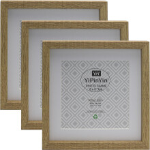 8 x 8'' (20 x 20cm) Square Wooden Photo Frame Set of 3 with acid free mount for 6x6'', Wooden Picture Frame 6x6'' 3Pack, 20x20cm square frame for