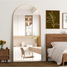 NEUWEABY Full Length Mirror 180x80cm Arched Mirror Full Body Gold Standing Arch Floor with Stand Hanging or Leaning Against Wall for Bedroom Entry,