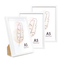 KAIWIN A5 Picture Frame White Set of 3, Wooden Poster Frame, 14.8x21 cm Picture Frames for Tabletop and Wall Mounting Display for Home,
