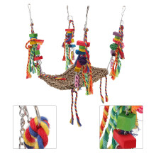 Natural Bird Climbing Straw Net with Stainless Steel Chains 20x30x35cm