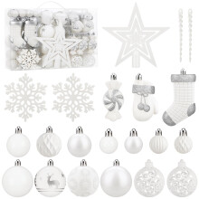 SOLEDI 128 PCS Christmas Balls Decoration Christma Baubles, Assorted Shatterproof Christmas Tree Ornaments Set Decorative Baubles Pendants Reusable