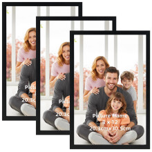 Hoikwo Black 12x8 Photo Frame Pack of 3, 8x12 Picture Frame for Wall or Tabletop ? Perfect for Family Photos, Artwork, Posters & Important Documents