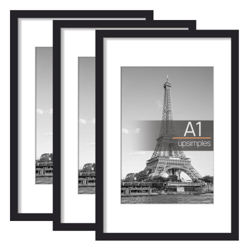 upsimples A1 Picture Frame, 3 Pack Black Photo Frame, A1 Frames 59.4x84.1cm