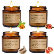 Scented Candles Gift Set 4 Pack 3.5 Oz Soy Wax Jar Candles Aromatherapy for Her with Rose Teakwood Moss and Grapfruit Long Lasting Home Fragrance