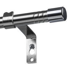 Curtain Poles for Window, Single Curtain Rod with Silver Finials 76 to 157 cm, Adjustable Silver Curtain Pole with Brackets Fittings Set for Living