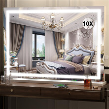 Hasipu Vanity Mirror with Lights, 80 x 58cm LED Makeup Mirror, Lighted Make up Mirrors with Touch Screen Control, 3 Dimmable Modes Square White