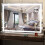 Hasipu Vanity Mirror with Lights, 80 x 58cm LED Makeup Mirror, Lighted Make up Mirrors with Touch Screen Control, 3 Dimmable Modes Square White 1