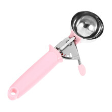 Ergonomic Ice Cream Scoop with Comfort Grip Heavy Duty Metal Pink for Home Cafe and Restaurant Use