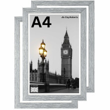 A4 Photo Frame, Light Grey, Pack of 3, Picture Frame, Certificate, Art Print Poster, 21cm x 29.7cm, Grey Frames, A4 Photo Collage Gallery Display