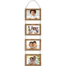 Icona Bay - 6x4 Wall Hanging Picture Frames Collage with 4 Openings - Rustic Brown - Casual Style Engineered Wood Frames - Wall Mount Only - Bliss