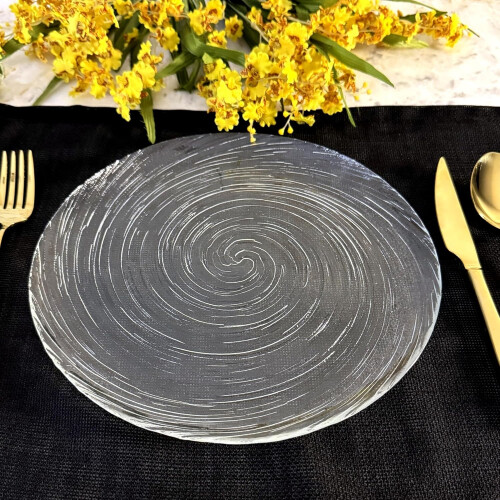 Handmade Vortex Glass Dinner Plates Set of 4 Durable Stackable MultiPurpose Dinnerware 1
