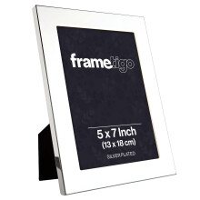 Frametigo - Silver Plated Broad Edge Photo Frame, 5"x7" (13x18cm) Photo Size - Velvet Frame Backing & Stand - Real Glass Window - Tarnish Resistant -