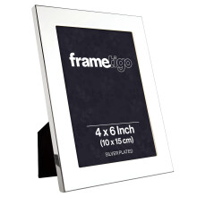 Frametigo - Silver Plated Broad Edge Photo Frame, 4"x6" (10x15cm) Photo Size - Velvet Frame Backing & Stand - Real Glass Window - Tarnish Resistant -