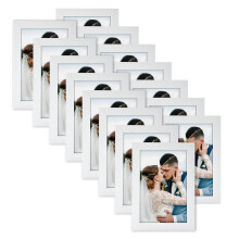 HORLIMER 6x4 Photo Frames Set of 15, White Picture Frames 6x4 Display 4 by 6 Photo, Wooden 4x6 photo Frame with Stand Tabletop or Wall Hanging