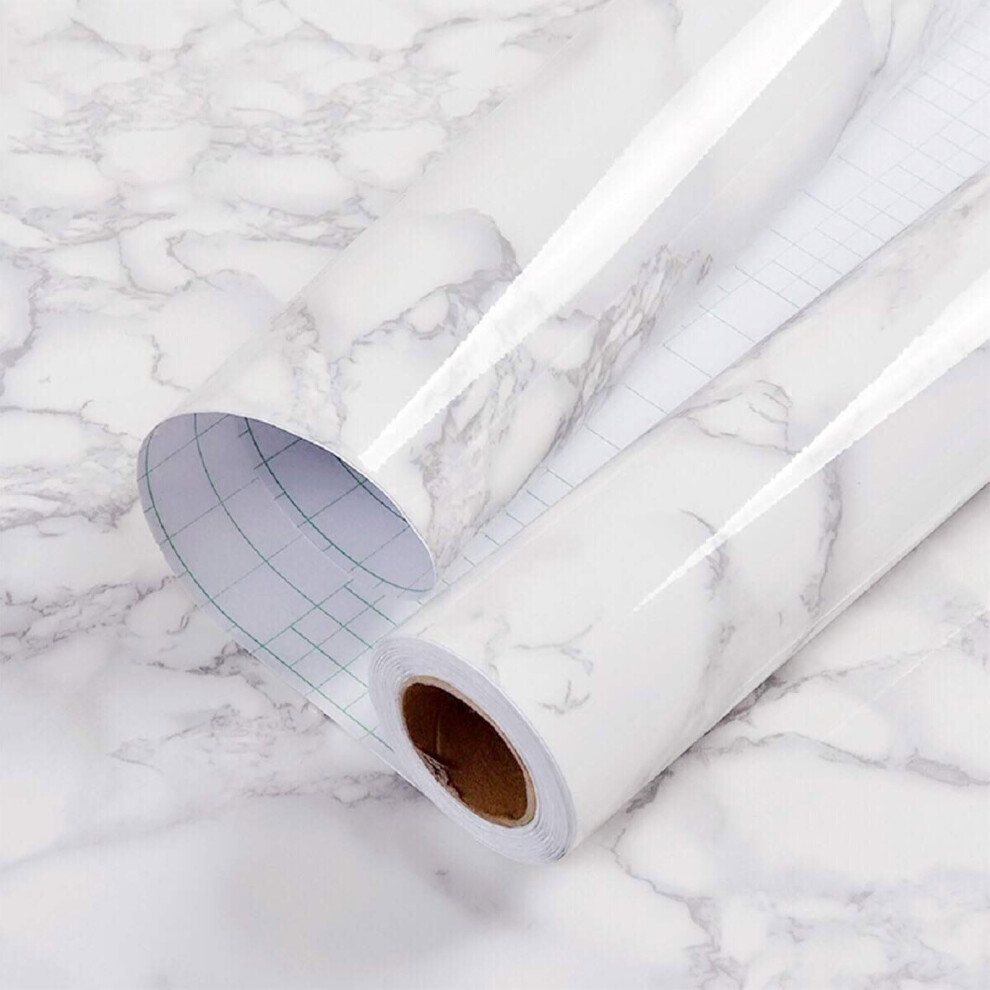 Hode Marble Sticky Back Plastic 90Cm X 6M Granite White Grey Vinyl Wrap Contact Paper Self Adhesive Wallpaper Waterproof Pvc Roll For Kitchen 5051221971957