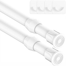 2 Pieces Tension Rod, Curtain Pole for Curtains, Extendable Curtain Poles, Extendable Curtain Rod for Closet Kitchen Closet - White, 92-125CM