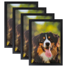4 Pack Picture Frame, A4 Photo Frames Tabletop and Wall Mounting Picture Frames Small Frame with Window for Portrait Photo Black