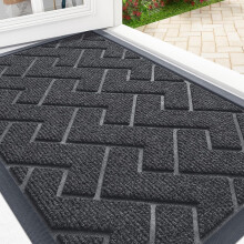 smiry Door Mat, Non Slip Heavy Duty Doormat, Dirt Trapper Washable Door Matts Indoor Outdoor, Easy Clean Rubber Backed Floor Mat for Entrance, Patio