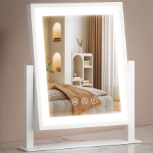 PUKANIUM Vanity Mirror with Lights, Hollywood Mirror with 3 Color Light, 360 Rotation with 10x Magnifying Mirror, Tabletop Light Up Mirrors For