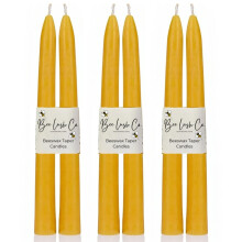 BeeLushCo Beeswax Taper Candles, 6 x 23cm (9"), 100% Natural, Hand Dipped, Eco-Friendly, 8+ Hour Burn Time, Smokeless & Dripless Burn, Dinner Candle,