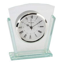 Widdop 2 Layered Clear Glass Mantel Clock Art Deco Shape