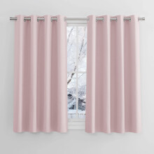 PONY DANCE Girls Pink Bedroom Curtains, Thermal Insulated Room Darkening Curtains with Eyelet, Short Drapes for Nursery/Kids Bedroom, 2 Panels, W46 X