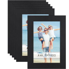Icona Bay - 6x4 Picture Frames - Black, 6 Pack - Sturdy Engineered Wood Photo Frames 6 x 4 - Sleek Design, Table Top or Wall Mount - Exclusives